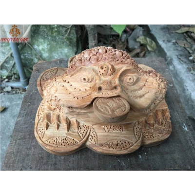 Cóc ngậm tiền (thiềm thừ) bằng gỗ Ngọc Am (Mộc) KT 17x17x08