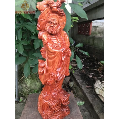 Tượng đạt ma quá hải gỗ Hương cao 40 cm