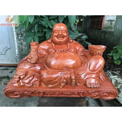 Tượng Di Lặc Vạn Sự Như ý ngang 50 Gỗ Hương