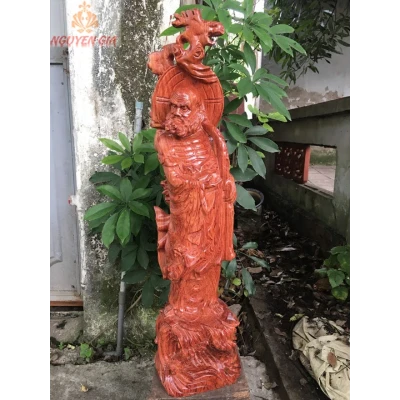 Tượng đạt ma quá hải gỗ Hương cao 80 cm