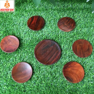 Đĩa gỗ trắc tròn lót ly, lót cốc trà, café làm đồ trang trí coasters