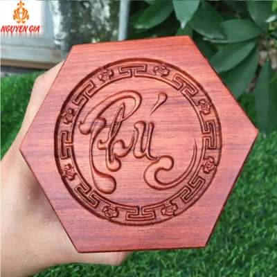 Hộp đựng trà chữ Phúc bằng gỗ Hương