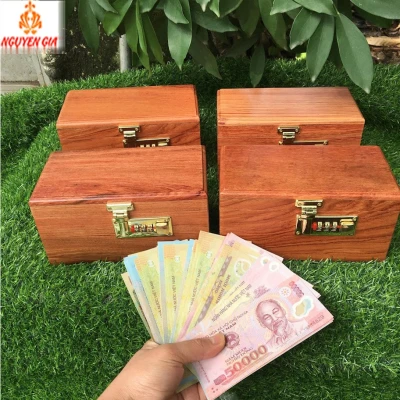 Hộp đựng tiền tiết kiệm bằng gỗ có khóa số tiện lợi