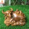 Tượng trâu phong thủy - Tiểu đồng cưỡi Trâu bằng gỗ Bách Xanh ngang 20 cm