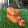 Tượng heo phong thủy nằm bao tiền bằng gỗ Hương