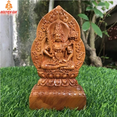 Phật bản mệnh tuổi Sửu tuổi Dần Hư Không Tạng Bồ Tát gỗ bách xanh để ô tô bàn làm việc