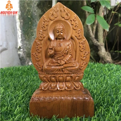 Phật bản mệnh tuổi Tuất tuổi Hợi Đức Phật A Di Đà gỗ bách xanh để ô tô bàn làm việc