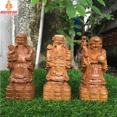 Tượng tam đa – phúc lộc thọ gỗ Bách Xanh cao 15