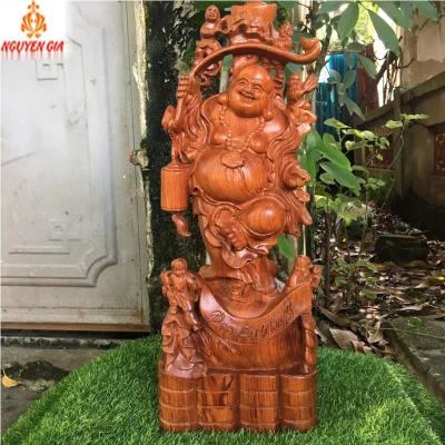 Tượng Di Lặc Ngũ Phúc cao 60 Gỗ Hương