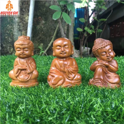 Bộ tượng tam thiền mini để ô tô gỗ Bách Xanh