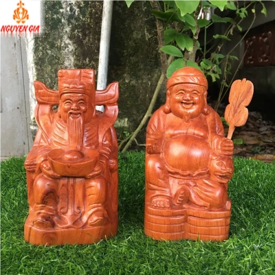 Tượng thần tài thổ địa gỗ Hương cao 20