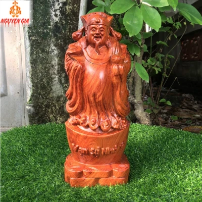 Tượng thần tài gỗ Hương cao 29 cm