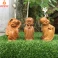 Bộ Tượng Chú Tiểu Tam Tâm (Tâm – Trí – Tịnh) Gỗ Bách Xanh