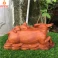 Tượng trâu phong thủy - Tiểu đồng cưỡi Trâu bằng gỗ Hương ngang 30 cm