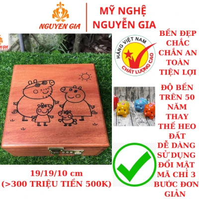 Hộp đựng tiền tiết kiệm 2 ngăn cỡ lớn có khóa số tiện lợi mẫu Gia Đình Heo