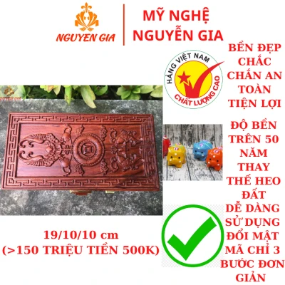 Hộp đựng tiền phong thủy Tài Lộc bằng gỗ Hương
