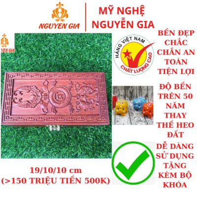 Hộp đựng tiền phong thủy Tài Lộc bằng gỗ Hương (khóa chìa)