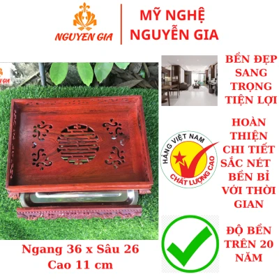 Khay trà gỗ hương lưỡng long (không bao gồm ấm chén)