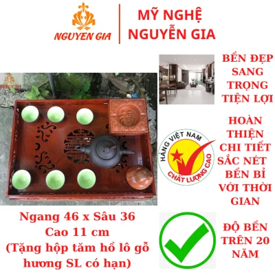 Khay trà gỗ Hương Lưỡng Long (cỡ Lớn) (không bao gồm phụ kiện và ấm chén)