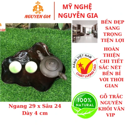 Khay trà gỗ Trắc nguyên khối KT29x24  (không bao gồm phụ kiện và ấm chén)