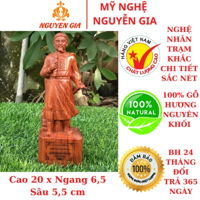 Tượng Gỗ Trần Quốc Tuấn chất liệu gỗ Hương cao 20 cm