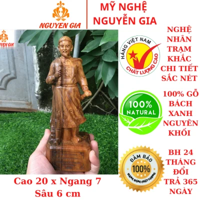Tượng Gỗ Trần Hưng Đạo gỗ Bách Xanh cao 20 cm
