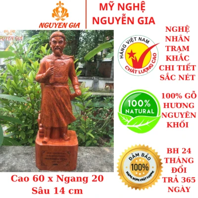 Tượng Hưng Đạo Vương Trần Quốc Tuấn gỗ Hương cao 60 cm