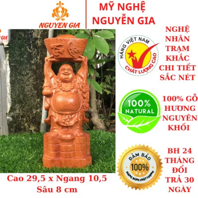 Tượng Di Lặc Dâng Vàng Tài Lộc cao 29 Gỗ Hương