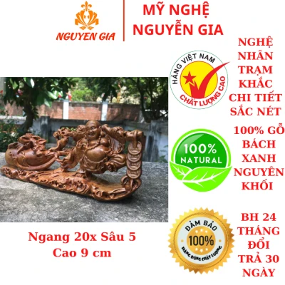 Tượng di lặc kéo bao tiền bằng gỗ bách xanh mẫu mới để ô tô bàn làm việc