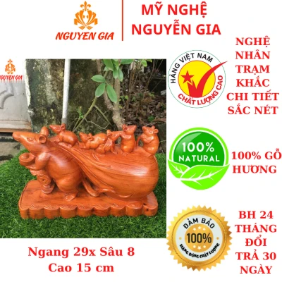 Tượng chuột ngũ Phúc phong thủy bằng gỗ Hương