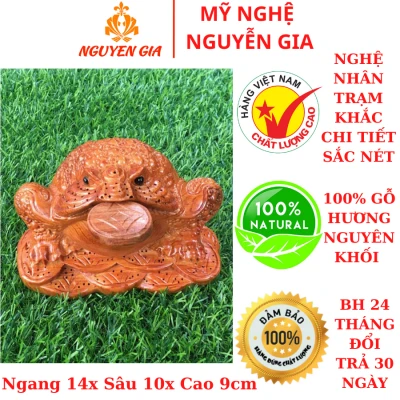 Cóc ngậm tiền (thiềm thừ) bằng gỗ hương KT 14x10