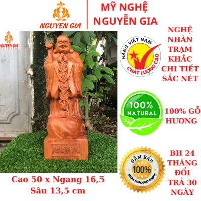 Tượng Di Lặc Chúc Phúc Vạn Sự Như Ý cao 50 Gỗ Hương