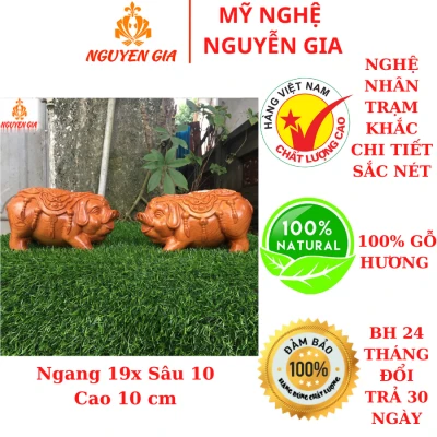 Tượng heo Phát Tài bằng gỗ Hương