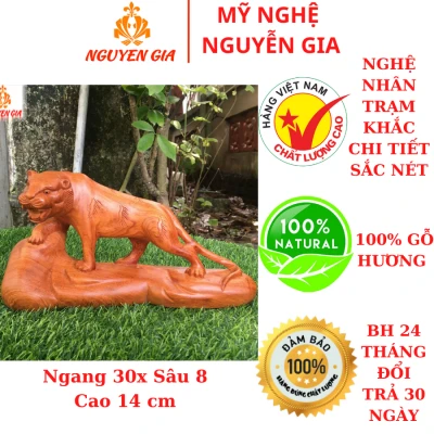 Tượng hổ bằng gỗ Hương ngang 30 cm