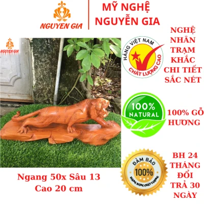 Tượng hổ bằng gỗ Hương ngang 50 cm