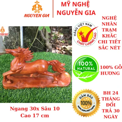 Tượng ngựa phong thủy gỗ Hương ngang 30 Cm