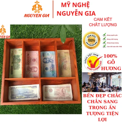 Khay đựng tiền thu ngân bằng gỗ hương 6 ngăn siêu bền đẹp