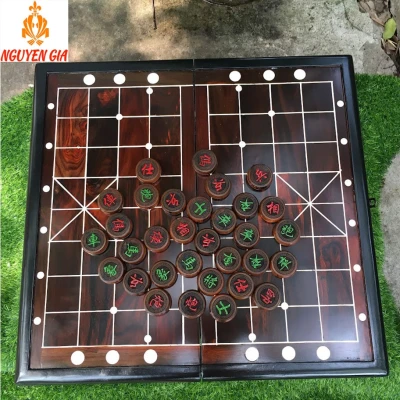 Bộ cờ tướng bàn cờ gỗ Trắc quân gỗ Bách Xanh thơm mát đường kính 4 cm