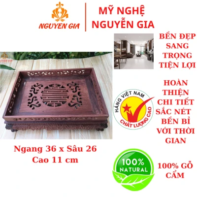 Khay trà trạm rồng gỗ Cẩm (Mộc) (không bao gồm phụ kiện và ấm chén)