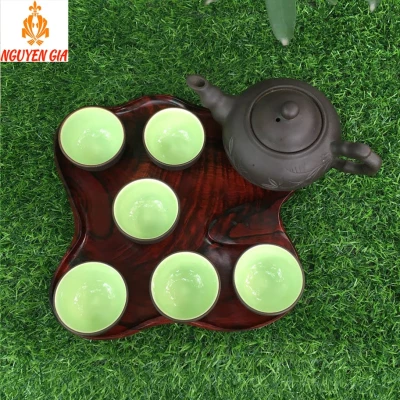 Khay trà gỗ Trắc nguyên khối KT24x20  (không bao gồm phụ kiện và ấm chén)