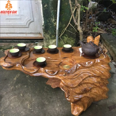 Bàn trà gỗ Bách Xanh vân siêu VIP (cực hiếm) (không bao gồm phụ kiện và ấm chén)