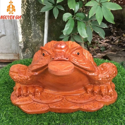 Cóc ngậm tiền (thiềm thừ) bằng gỗ hương KT 35x21