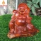 Tượng Di Lặc ngồi tựa lá sen cầm bao tiền Gỗ Hương Cao 17 ngang 20 sâu 8,5cm