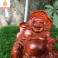 Tượng Di Lặc ngồi tựa lá sen cầm bao tiền Gỗ Hương Cao 17 ngang 20 sâu 8,5cm