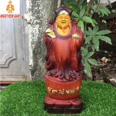 Tượng thần tài gỗ Hương cao 40 cm phun giả cổ