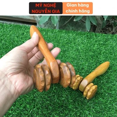 Cây lăn massage toàn thân bằng gỗ Bách Xanh 2 bánh