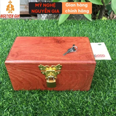 Hộp đựng tiền tiết kiệm có ổ khóa bằng gỗ siêu bền đẹp