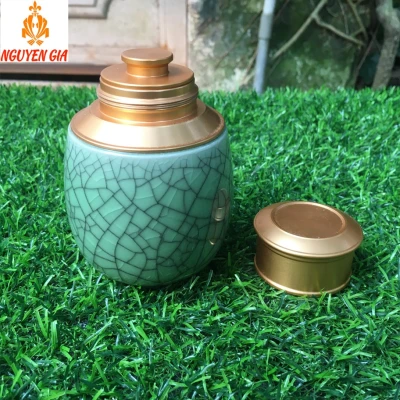 Bình đựng trà cao cấp gốm sứ men rạn giả đá Xanh Lá