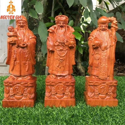 Tượng Phúc Lộc Thọ Bằng Gỗ Hương cao 30cm