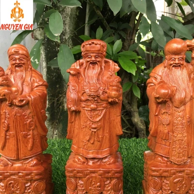 Tượng 3 ông phúc lộc thọ gỗ hương cao 40cm